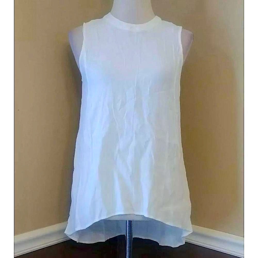 Lace & Mesh Modcloth White Lightweight Sleeveless Hi-Low Zipper Back Top Fairy